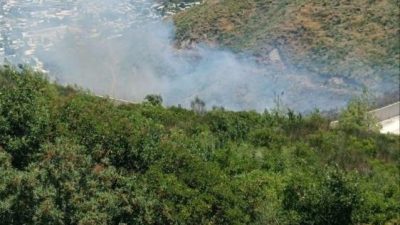 Hatay’ın Yayladağı ilçesinde Suriye tarafından gelen alevlerin neden olduğu orman