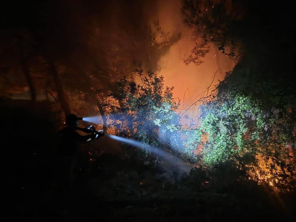 Hatay’ın Defne ilçesinde ormanlık alanda çıkan yangın, ekiplerin hızlı müdahalesi