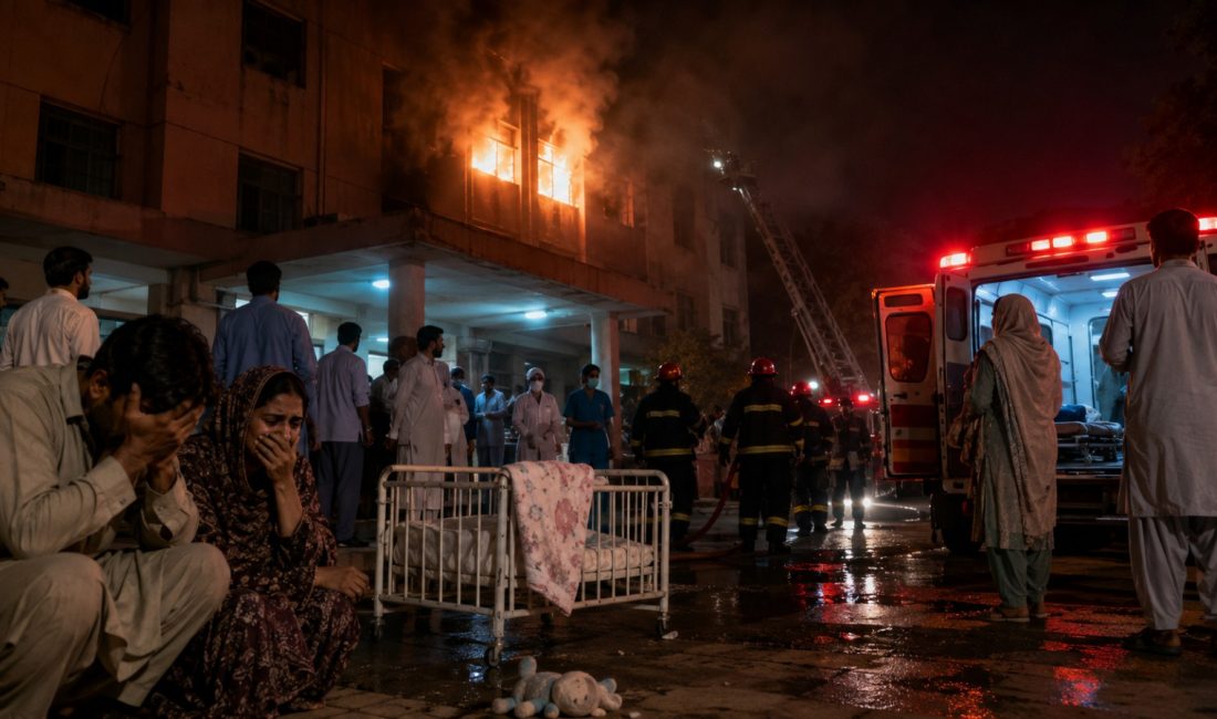 Pakistan'ın başkenti İslamabad'daki bir devlet hastanesinde çıkan yangın büyük bir