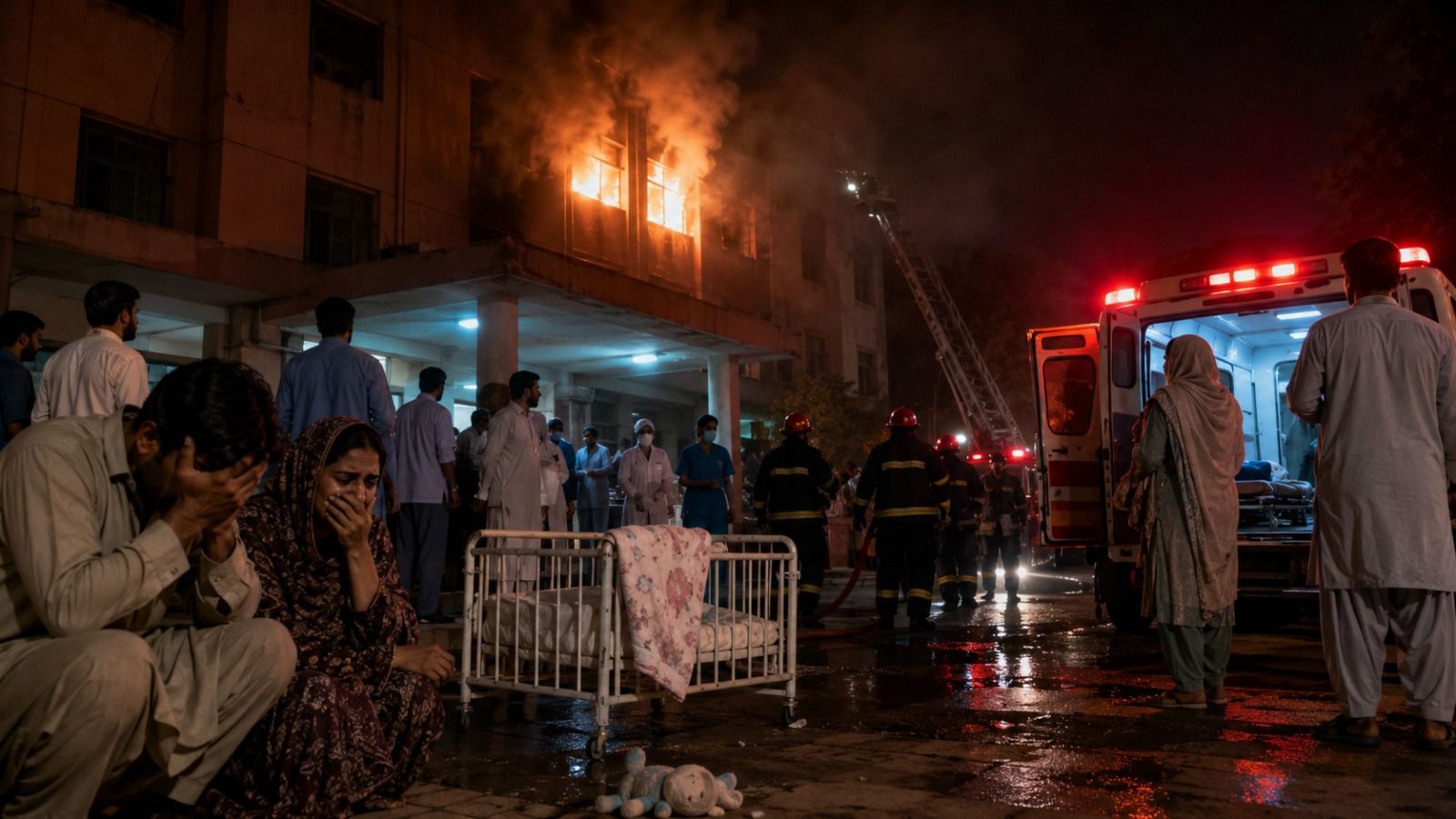 Pakistan'ın başkenti İslamabad'daki bir devlet hastanesinde çıkan yangın büyük bir