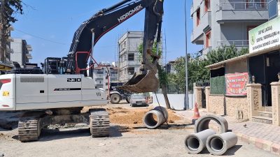 Armutlu Mahallesi’nde yağmur suyu ve kanalizasyon hatlarını yenilemek için başlatılan