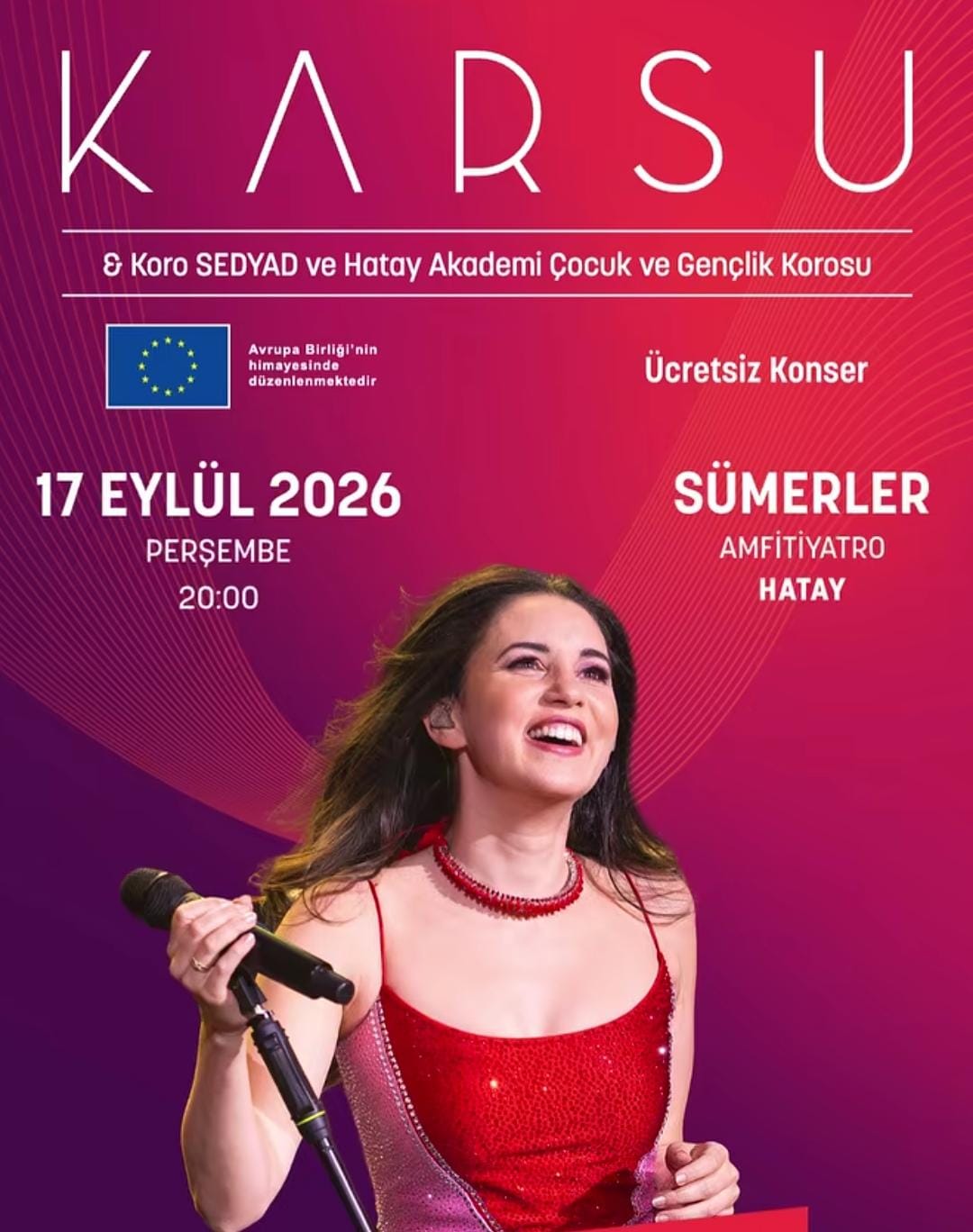 Karsu, 17 Eylül Perşembe günü Defne Sümerler Amfitiyatro’da düzenlenecek ücretsiz