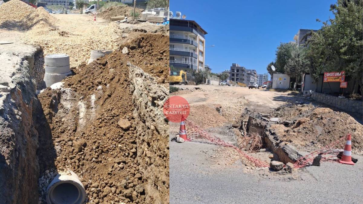 Hatay’ın Defne ilçesi Turunçlu Mahallesi’nde devam eden altyapı çalışmaları nedeniyle