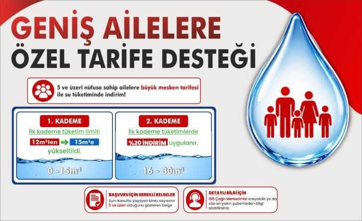 Su Tüketiminde Kademeli İndirim Fırsatı Geniş ailelere yönelik başlatılan bu