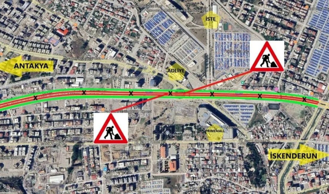 Hatay Büyükşehir Belediyesi, Adliye-Prime Mall Kavşağı’nda yaya üst geçidi yapımına