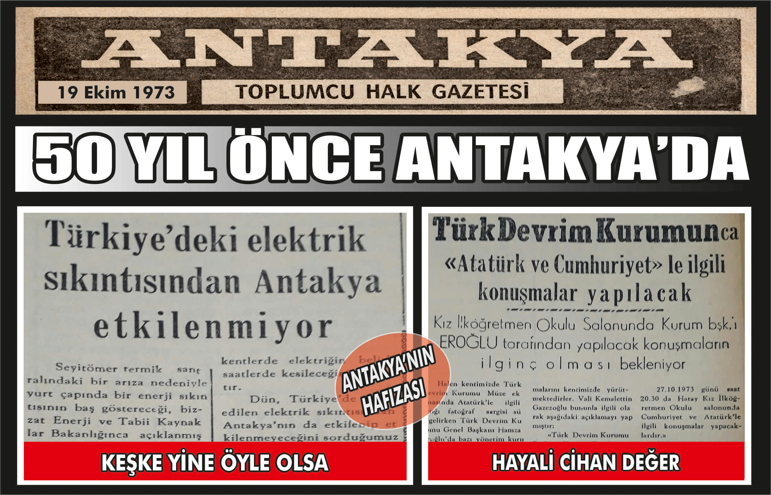 19 Ekim 1973 tarihli Antakya Toplumcu Halk Gazetesi, Türkiye’deki elektrik