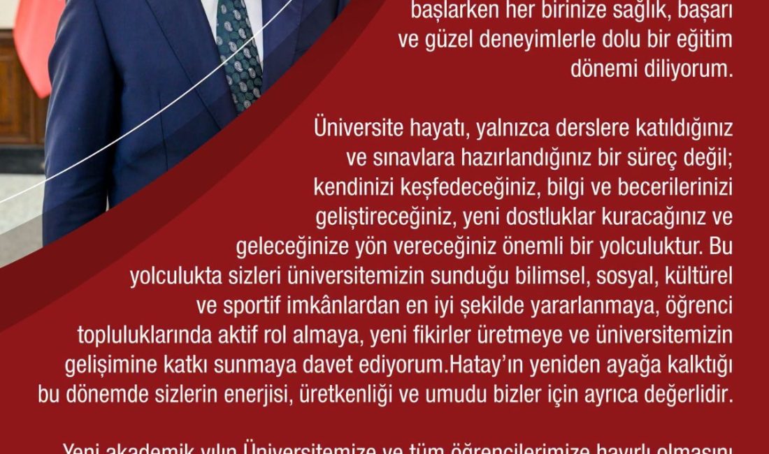 HMKÜ Rektörü Prof. Dr. Veysel Eren, yeni akademik yıl mesajında