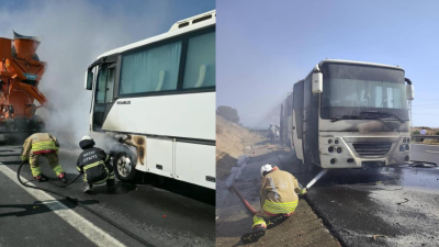 Hatay’ın Erzin ilçesinde, Erzin-Adana otoyolunda seyir halinde bulunan yolcu otobüsünde
