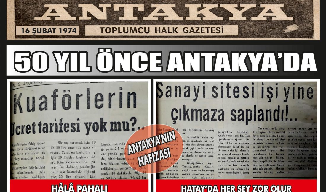 Antakya Gazetesi’nin 16 Şubat 1974 tarihli arşivinde yer alan kuaför