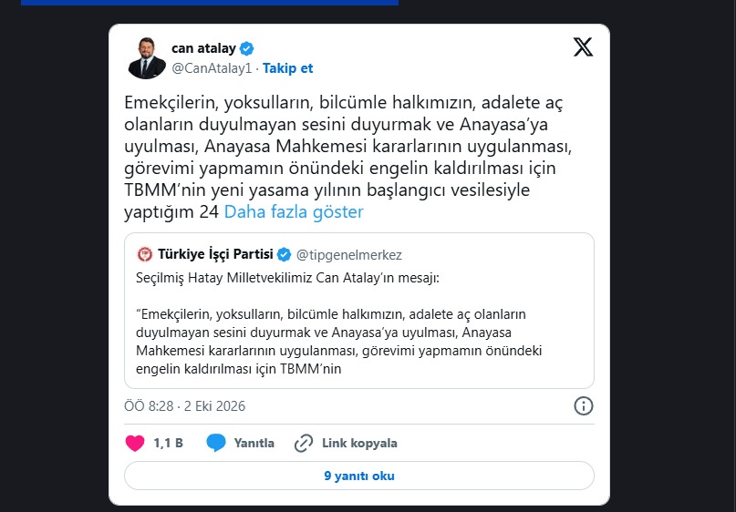 Gezi Parkı davası kapsamında cezaevinde bulunan ve 2023 seçimlerinde Türkiye