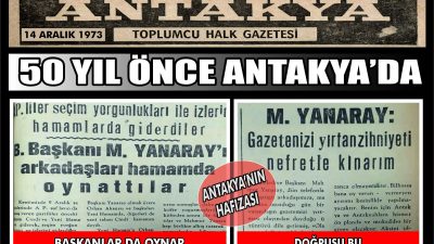 Antakya’nın 14 Aralık 1973 tarihli gazete arşivinde, Belediye Başkanı Mahmut