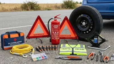 Araçlarda zorunlu ilk yardım çantası, yangın söndürme tüpü ve reflektör